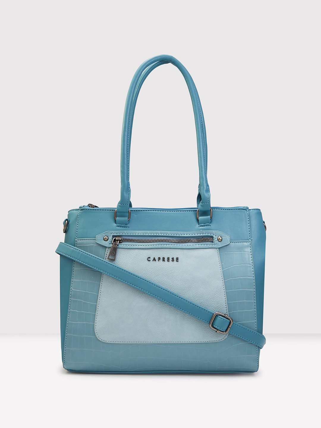 

Caprese Colourblocked PU Structured Shoulder Bag with Tasselled, Blue