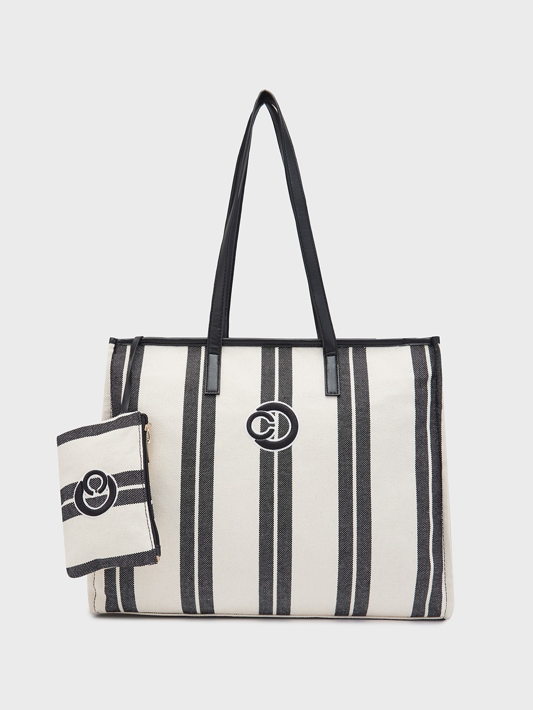 

Caprese Colourblocked Oversized Shopper Tote Bag with Tasselled, Black