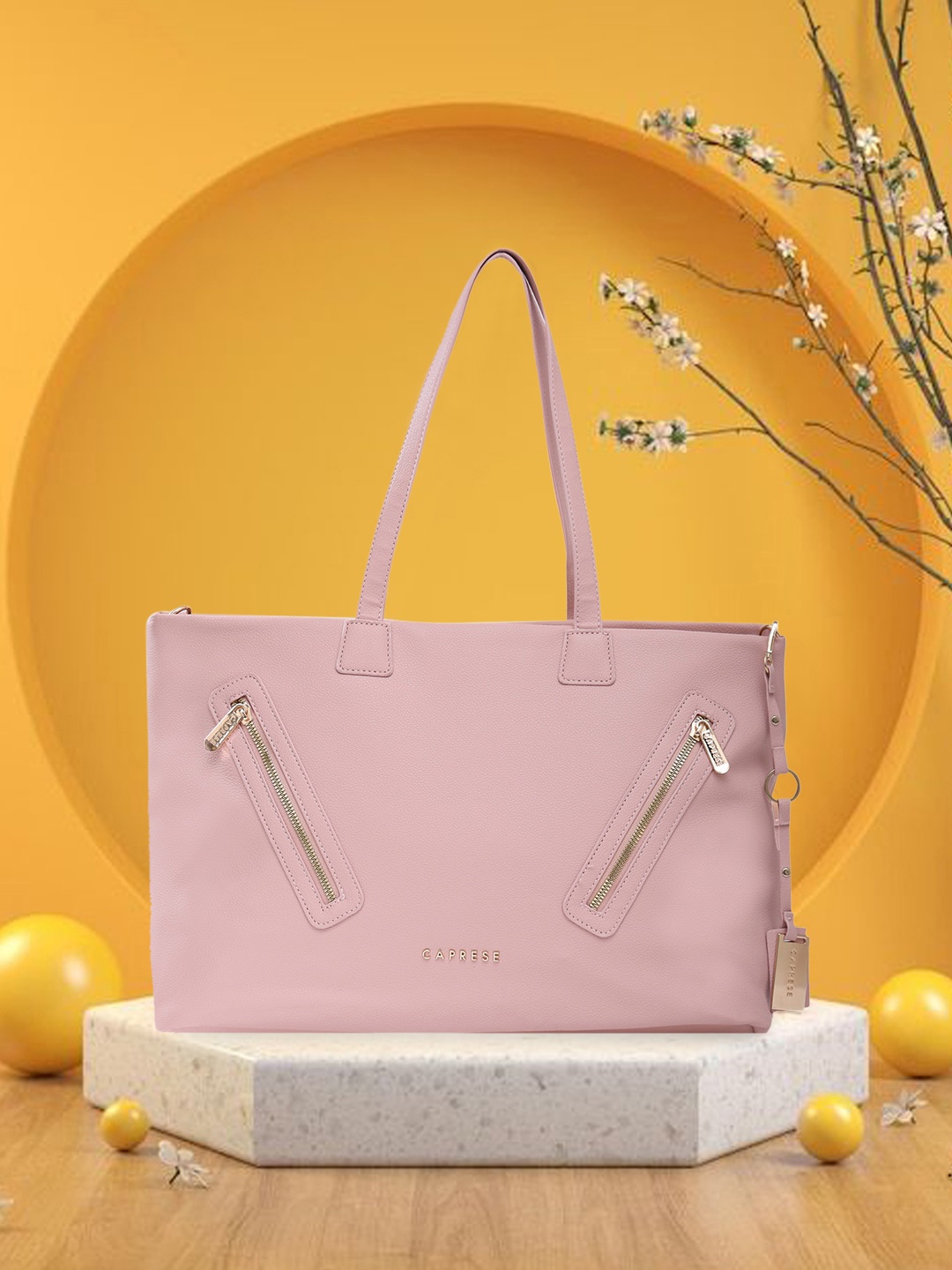 

Caprese Structured Zip Detail Shoulder Bag, Pink