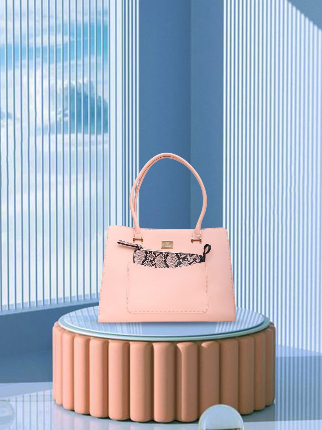 

Caprese Structured Handheld Bag, Pink