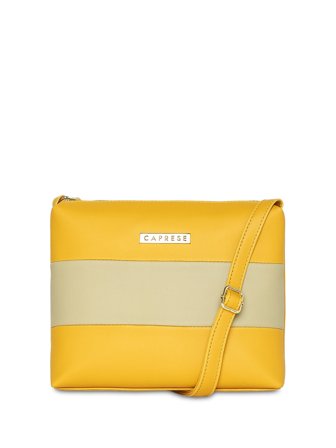 

Caprese Colourblocked Structured Sling Bag, Yellow