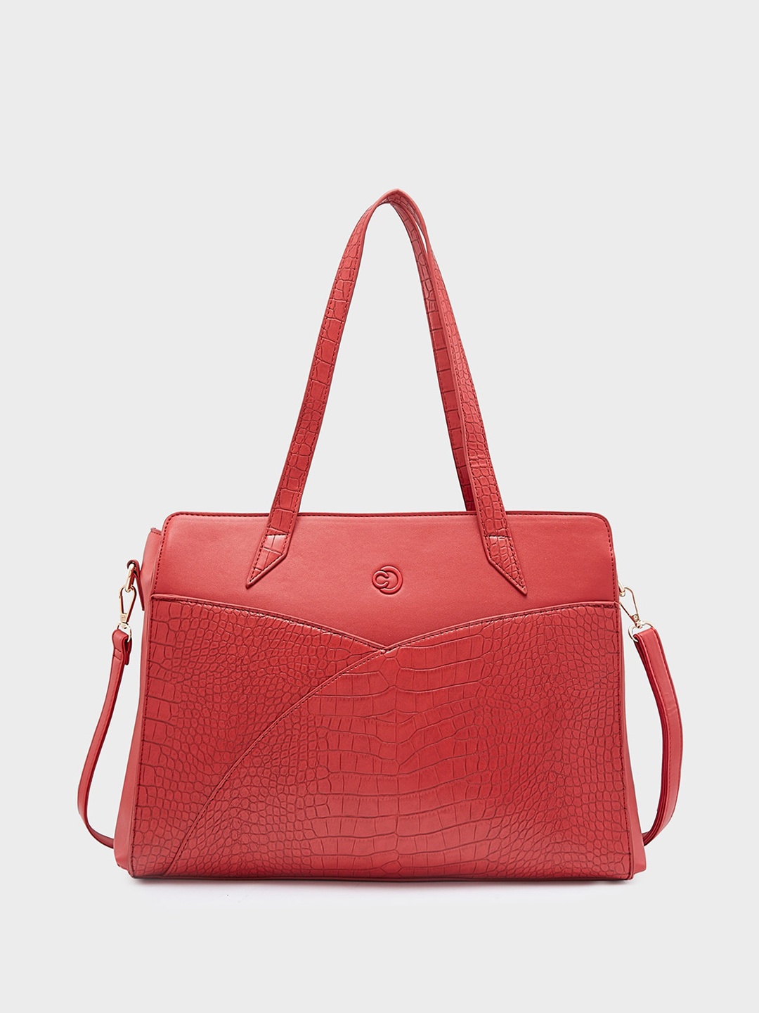 

Caprese Animal Textured Structured Shoulder Bag, Red