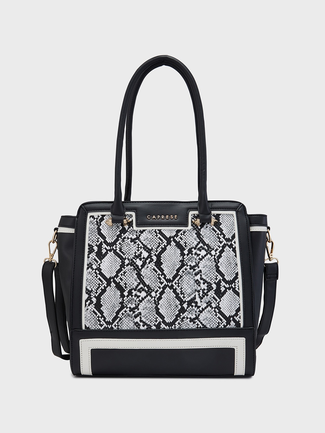 

Caprese Animal Textured Structured Shoulder Bag, Black