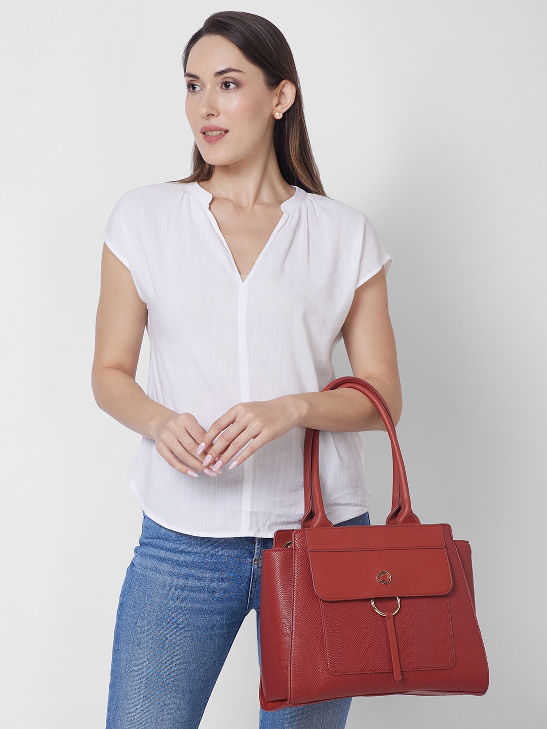 

Caprese Textured Structured Handheld Bag, Brown