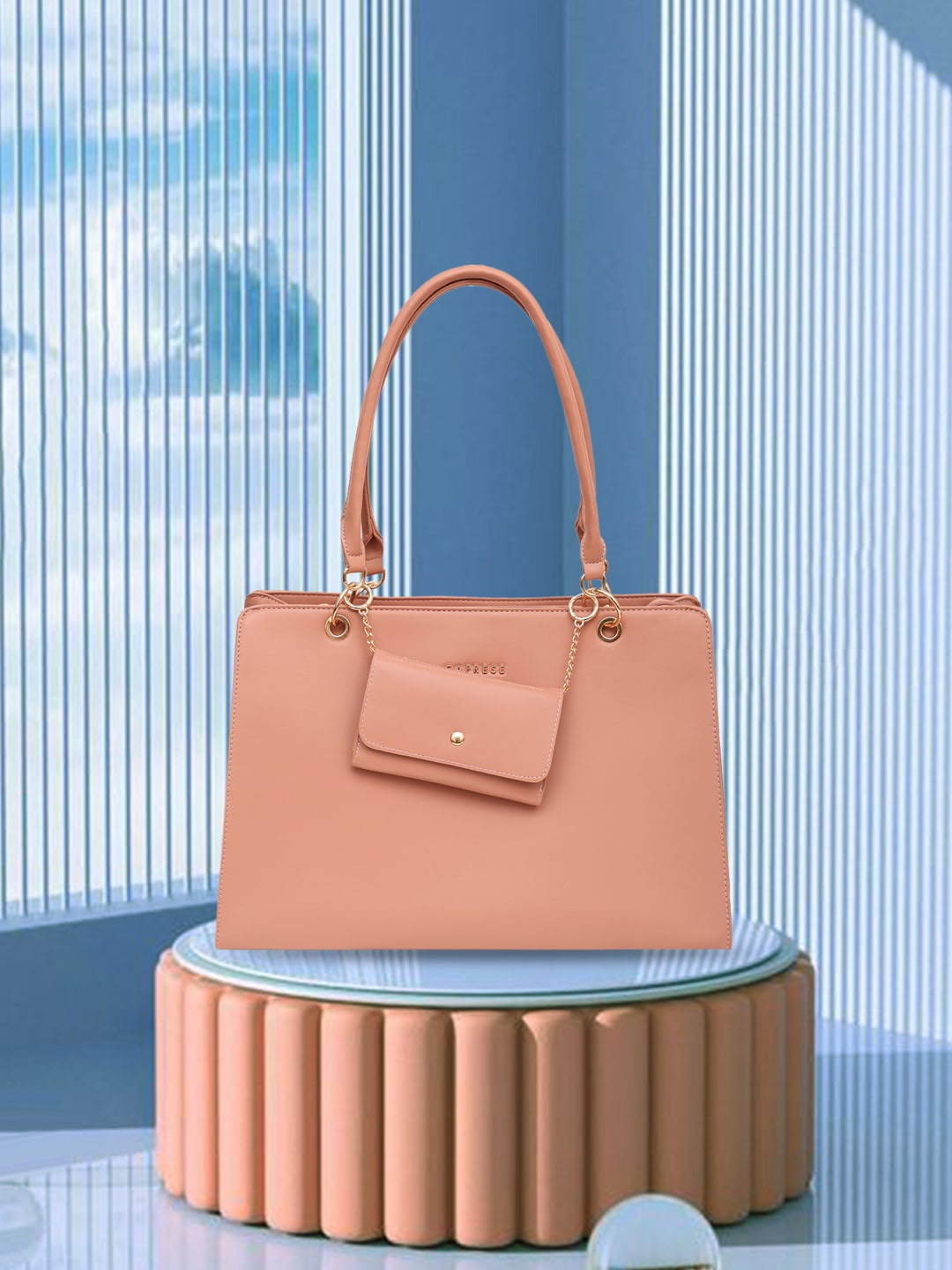 Caprese Leather Structured Handheld Bag With Pouch, Pink