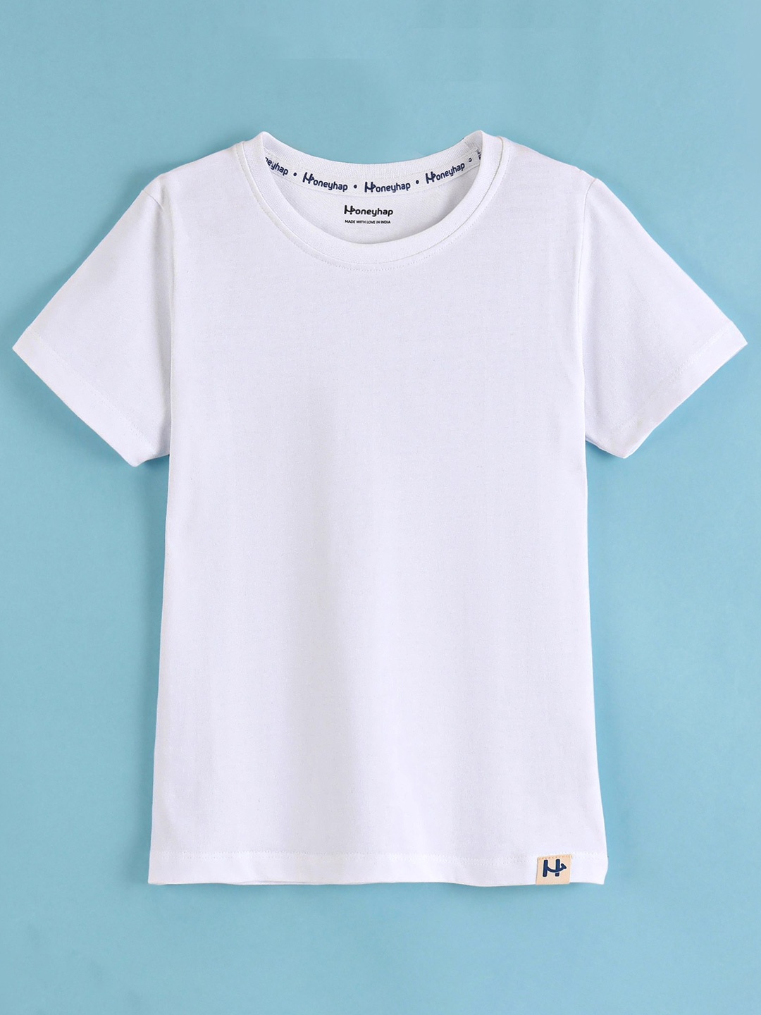 

Honeyhap Boys Round Neck Cotton T-shirt, White