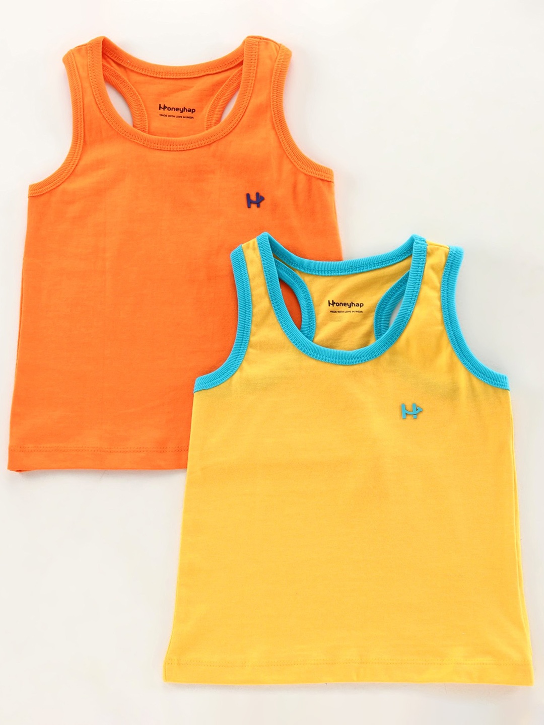 

Honeyhap Boys Pack Of 2 Round Neck T-shirt, Orange