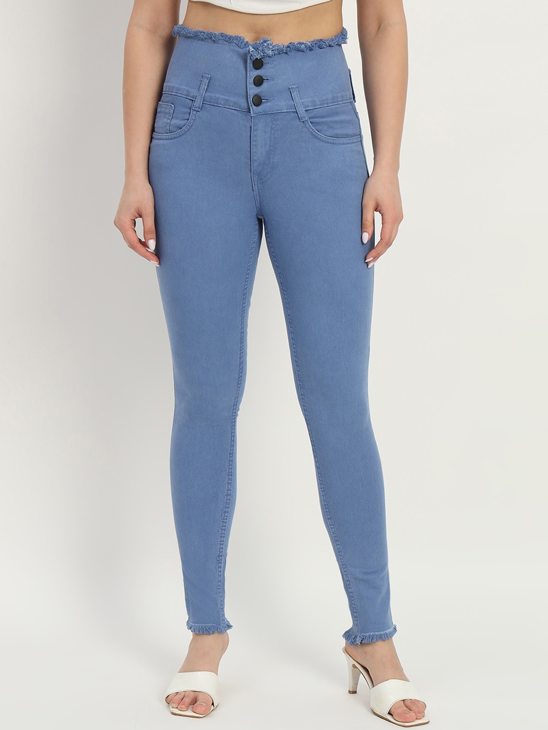 

BAESD Women Jean Skinny Fit High-Rise Clean Look Cotton Jeans, Blue
