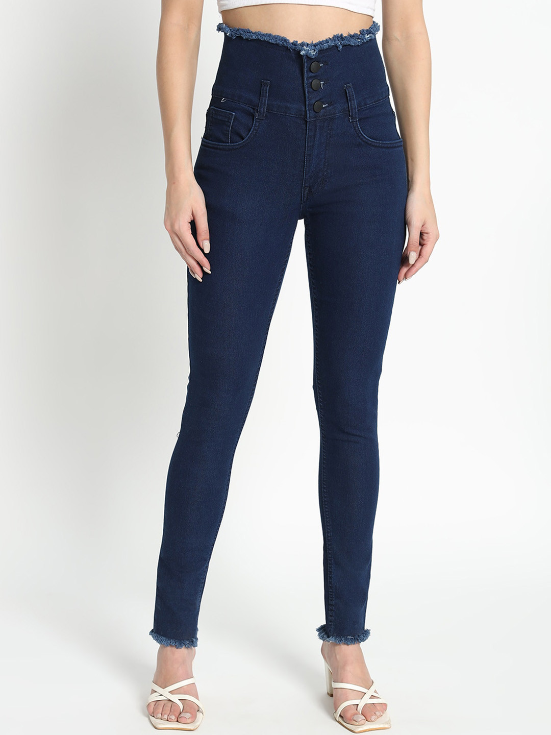 

BAESD Women Skinny Fit High-Rise Stretchable Jeans, Blue