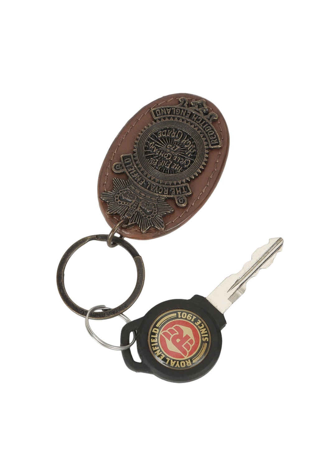 

Royal Enfield Textured Metal Key Chain, Tan