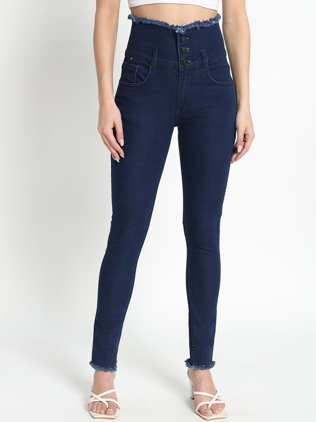 

BAESD Women Jean Skinny Fit High-Rise Clean Look Cotton Jeans, Blue