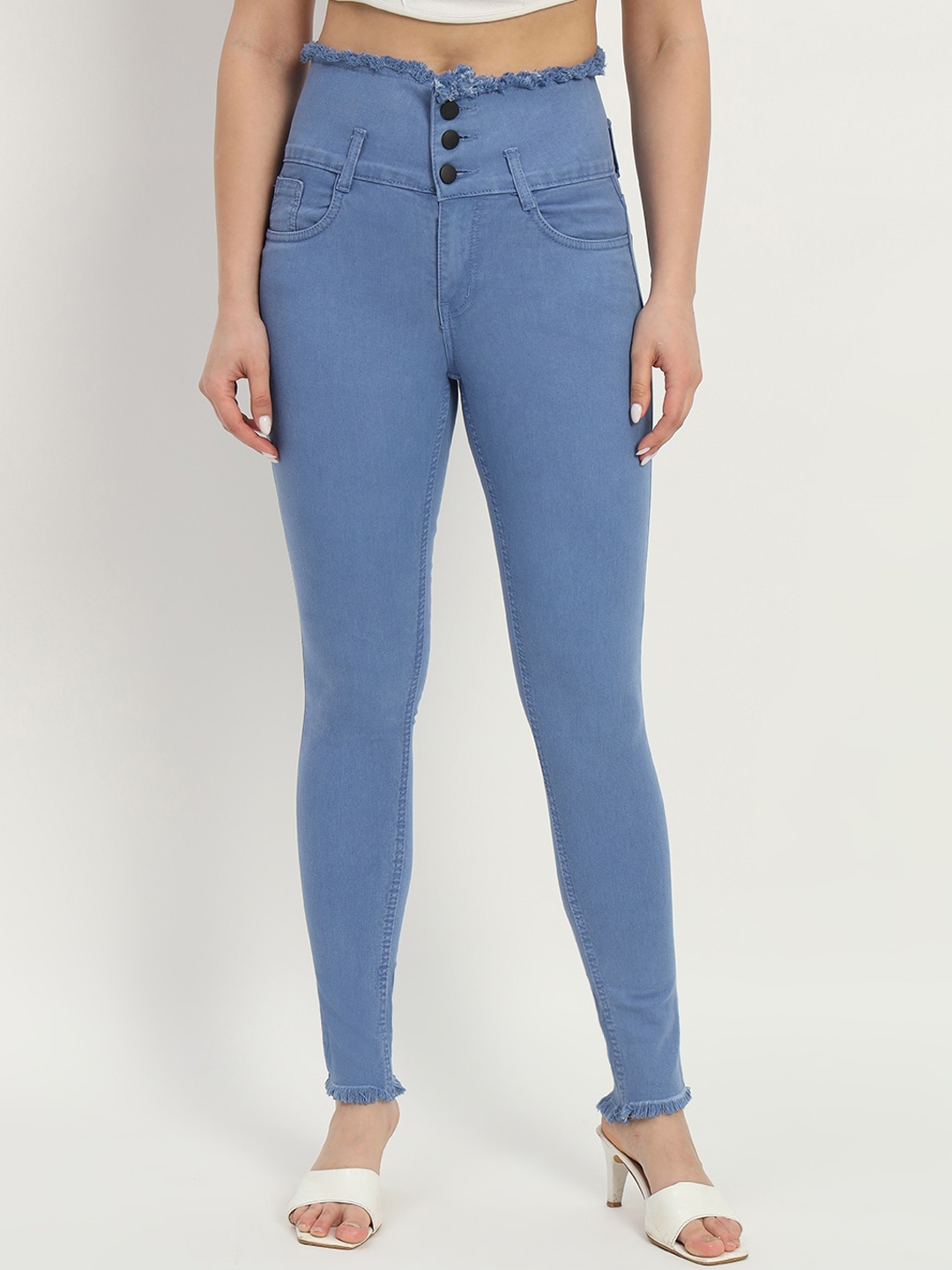 

BAESD Women Jean Skinny Fit High-Rise Clean Look Cotton Jeans, Blue