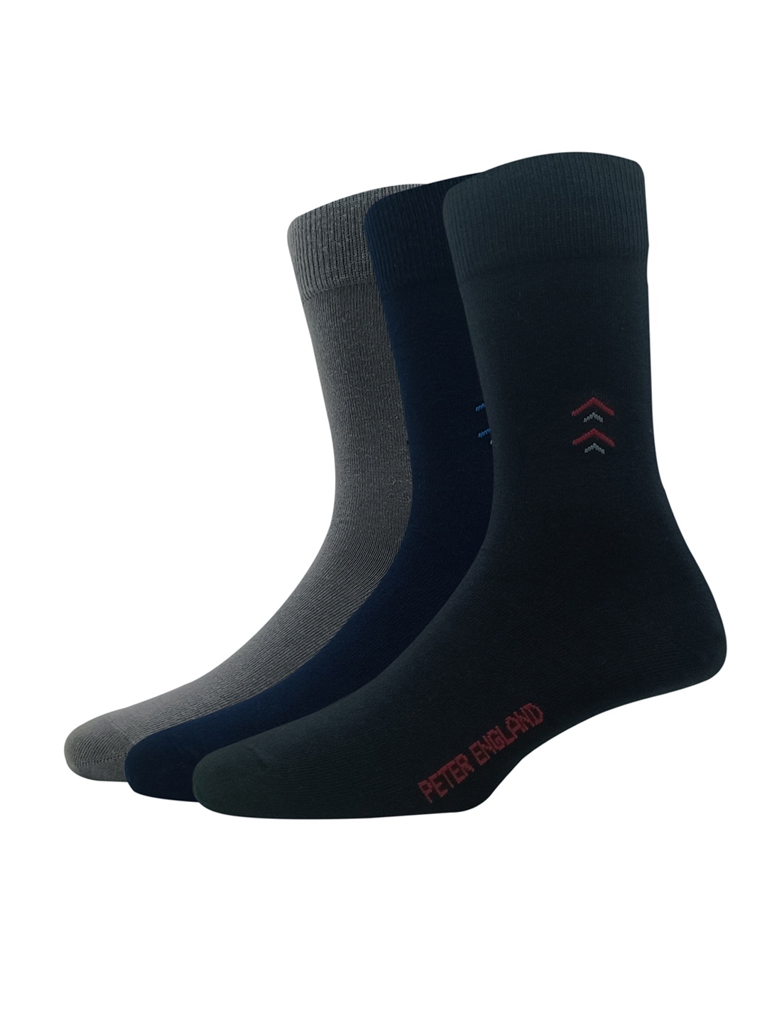 

Peter England Men Pack Of 3 Cotton Full length Socks, Grey