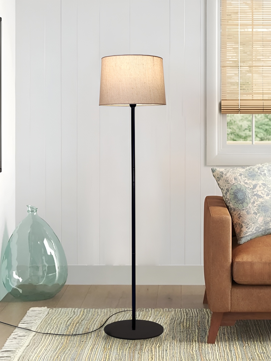 

Homesake Brown & Black Metal Floor Lamp with Jute Shade