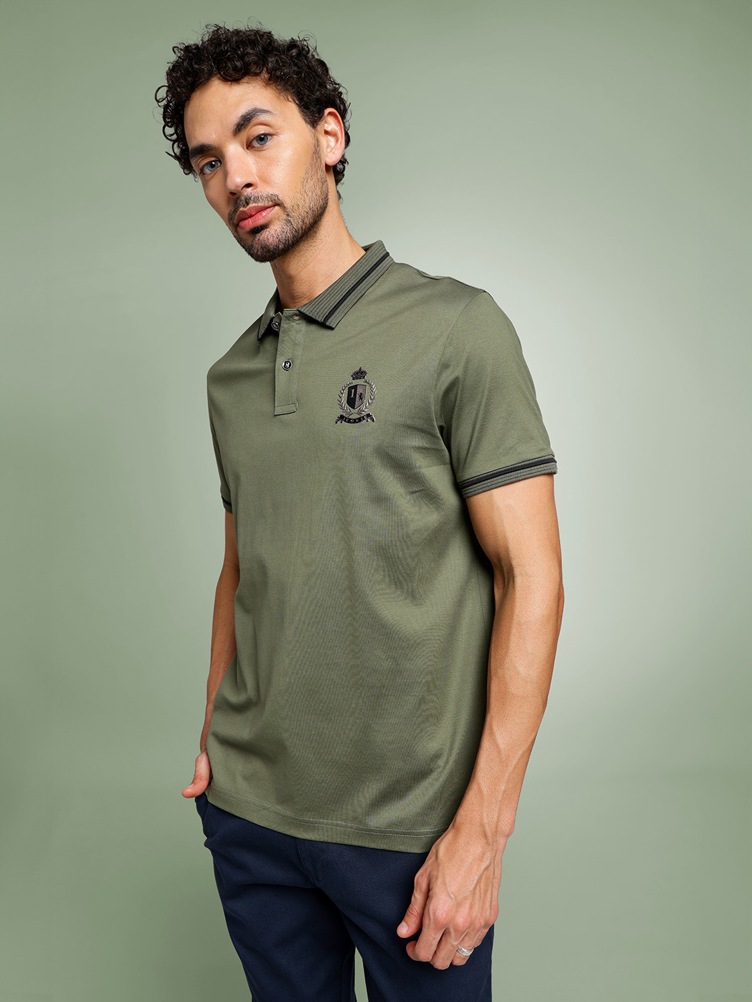 

Iconic Polo Collar Cotton T-shirt, Olive