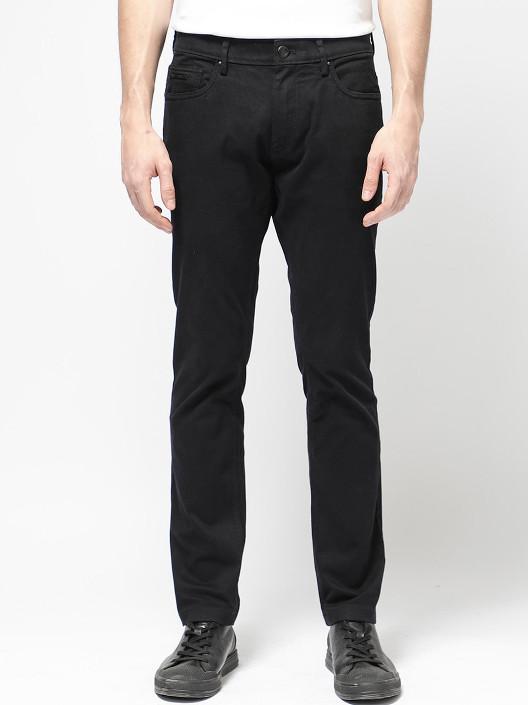 

RARE RABBIT Men Spoke-24 Mid Rise Regular Fit Chino Trouser, Black