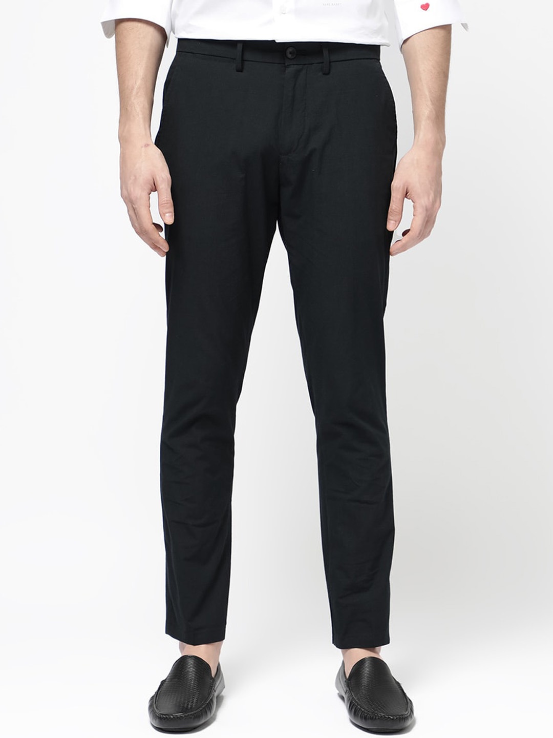 

RARE RABBIT Men Harlow Mid Rise Regular Fit Trouser, Navy blue