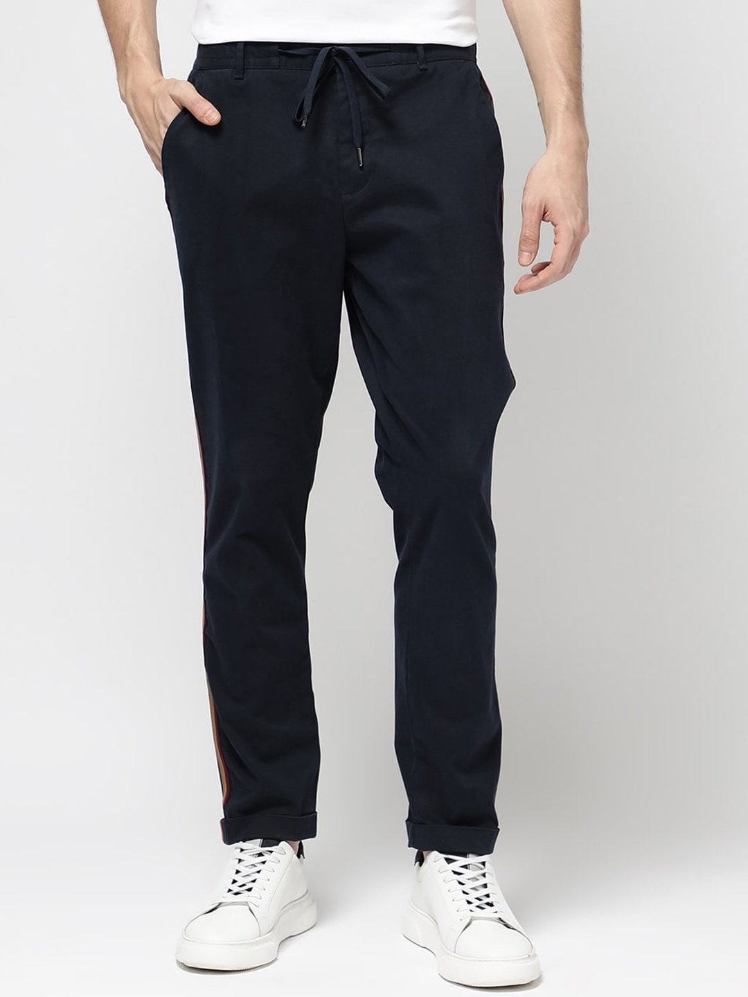 

RARE RABBIT Men Caloon Regular Fit Chinos Trousers, Navy blue