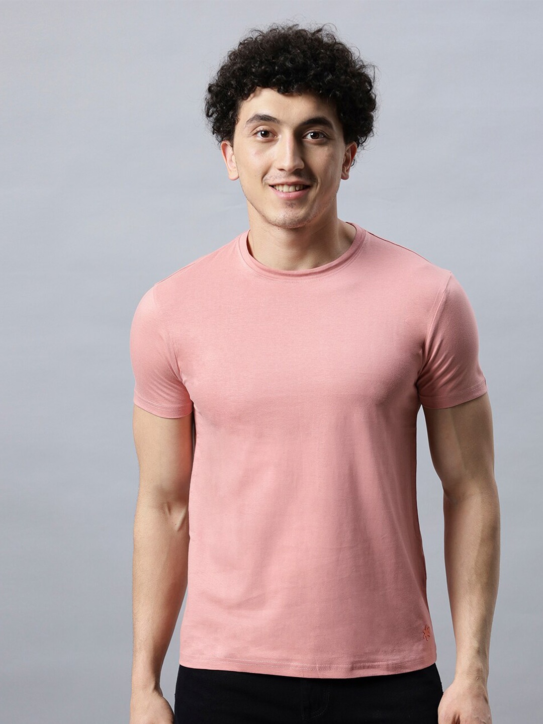 

Asterisk Cotton Round Neck Short Sleeves Casual T-shirt, Peach