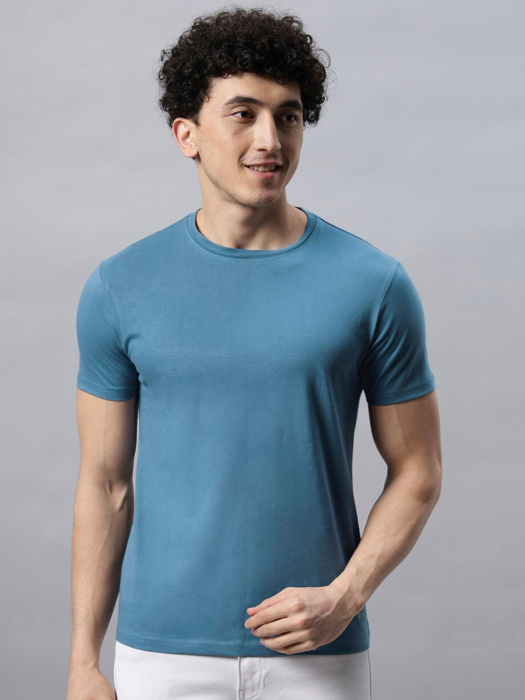 

Asterisk Cotton Round Neck Short Sleeves Pockets Casual T-shirt, Blue