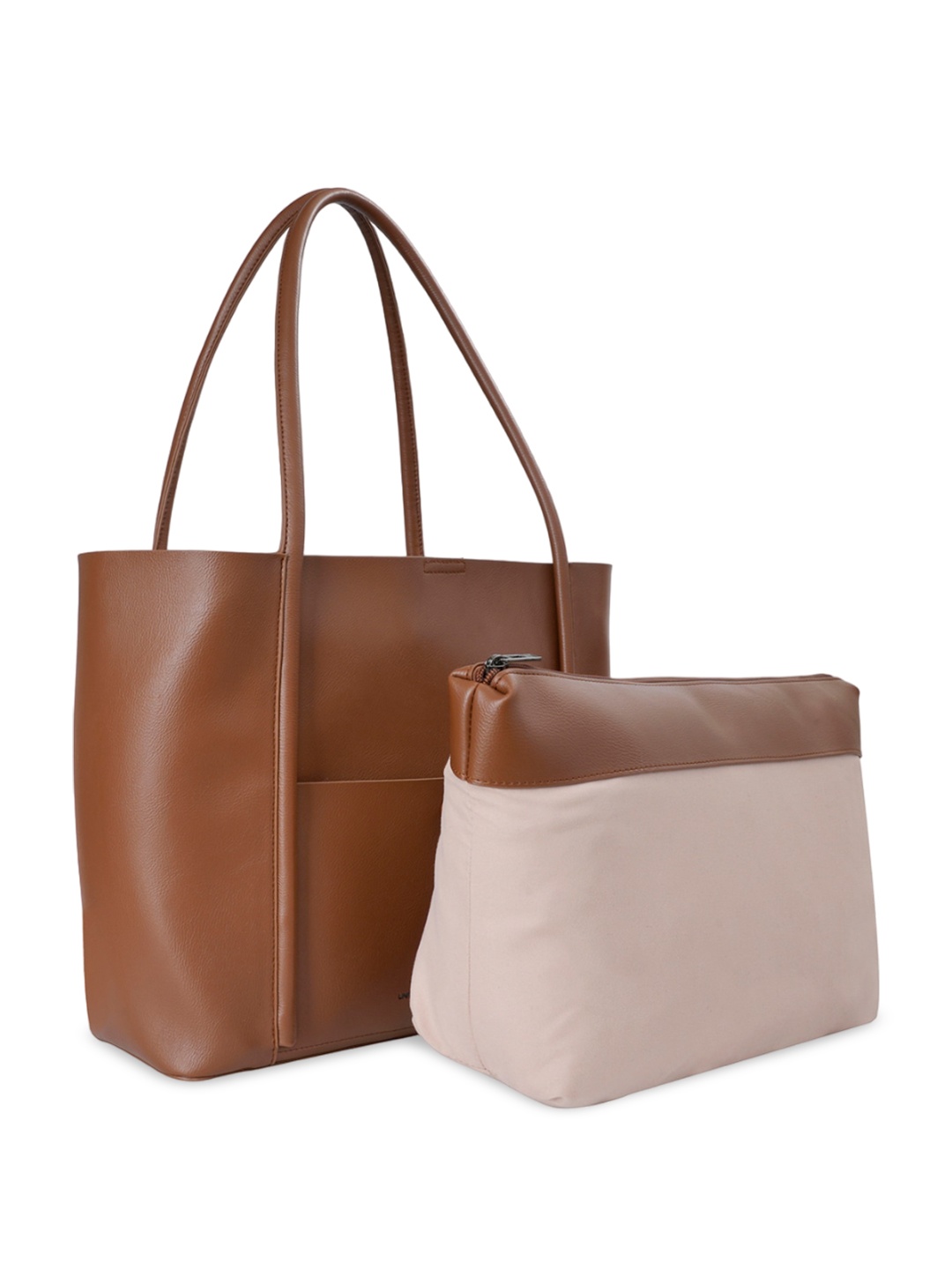 

United Colors of Benetton Structured Tote Bag With Pouch, Tan