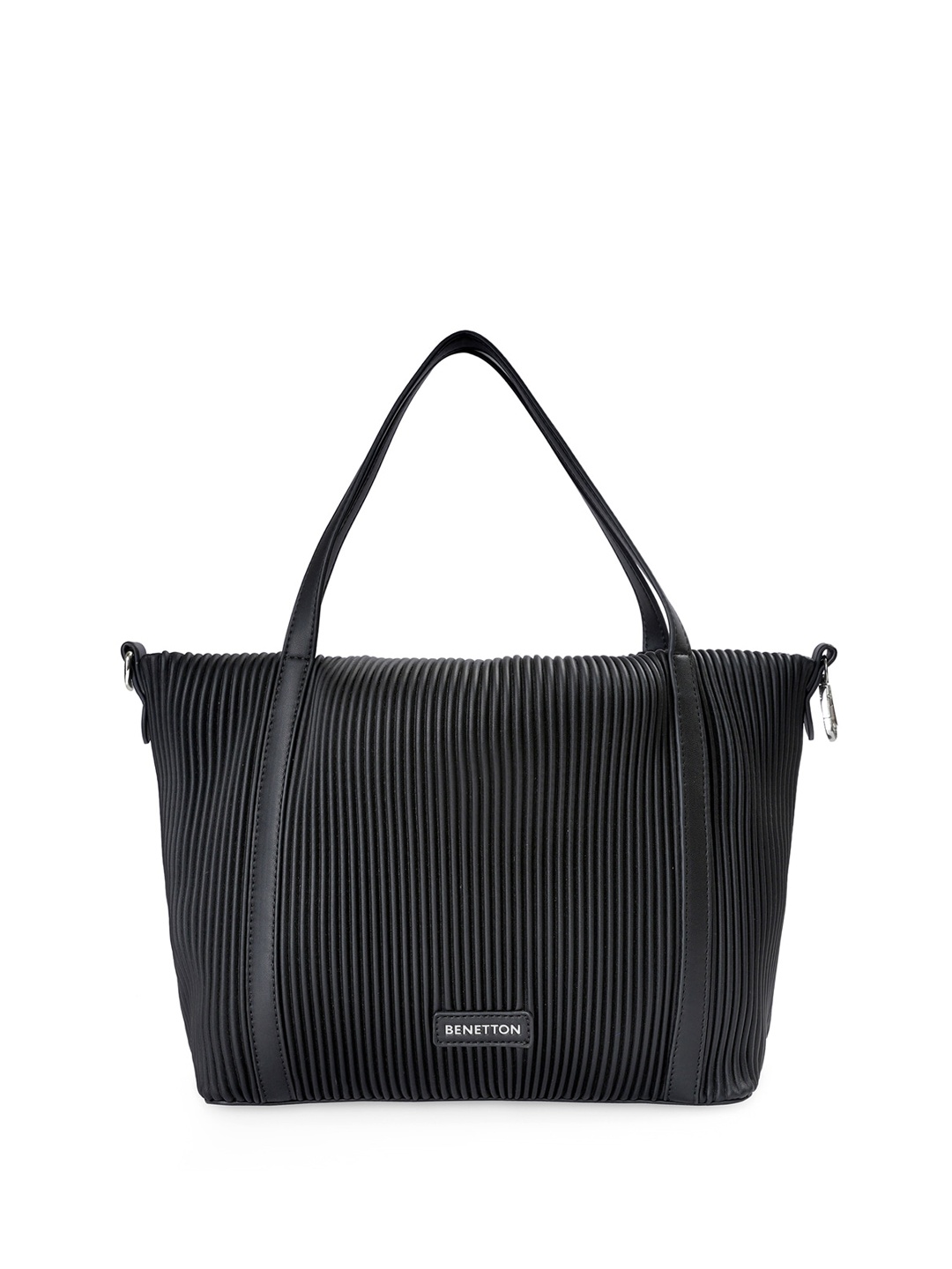 

United Colors of Benetton Textured Structured Handheld Bag, Black