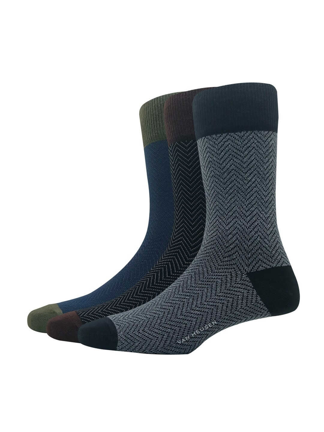 

Van Heusen Men Pack Of 3 Patterned Full Length Socks, Olive