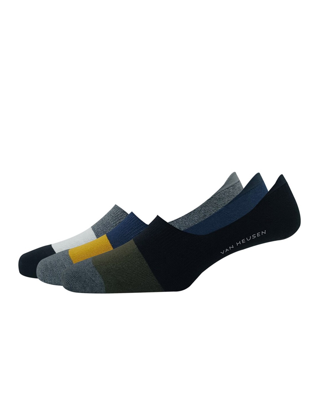 

Van Heusen Men Pack of 3 Colour Blocked Shoe Liner Socks, Black