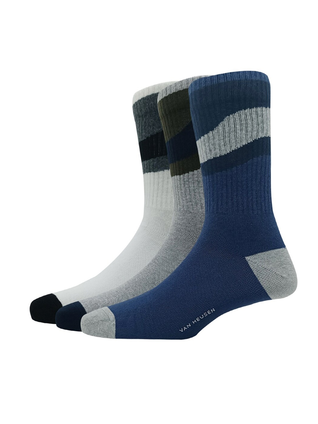 

Van Heusen Men Pack Of 3 Patterned Calf Length Socks, White