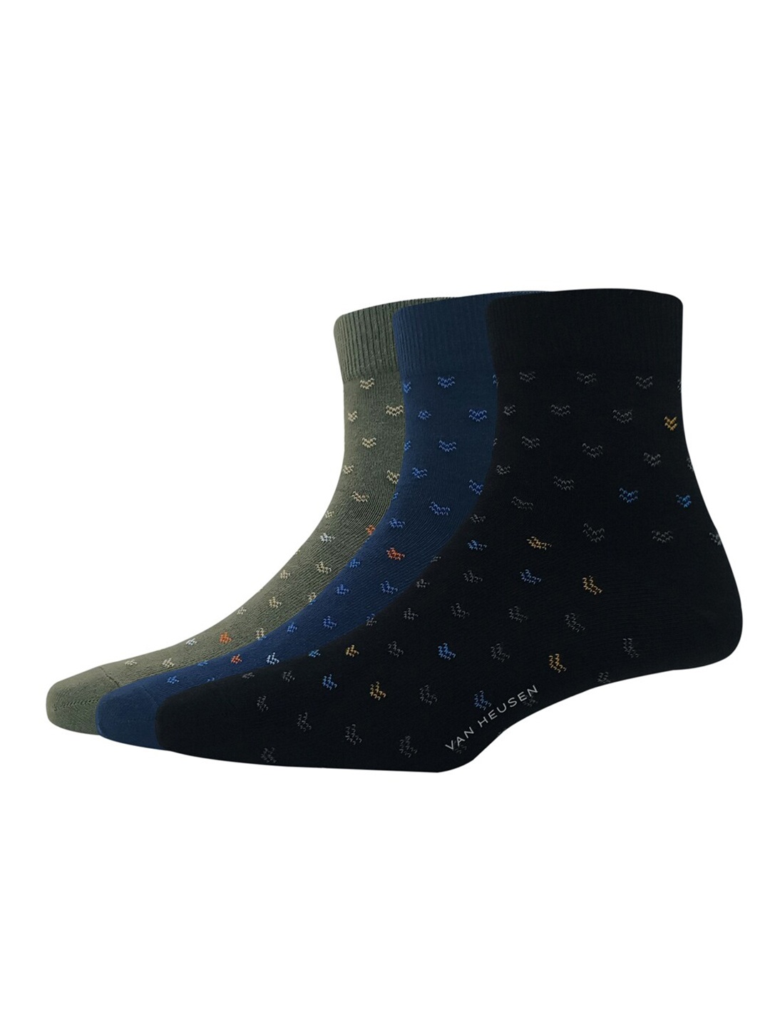 

Van Heusen Men Pack Of 3 Patterned Above Ankle Socks, Olive