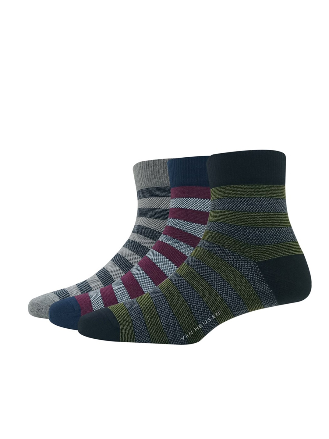 

Van Heusen Men Pack Of 3 Patterned Above Ankle Length Socks, Grey melange