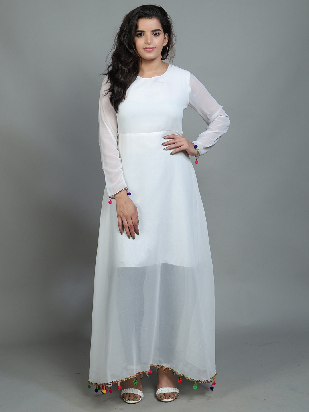 

ADDICTED ATTIRE Georgette Maxi Dress, White