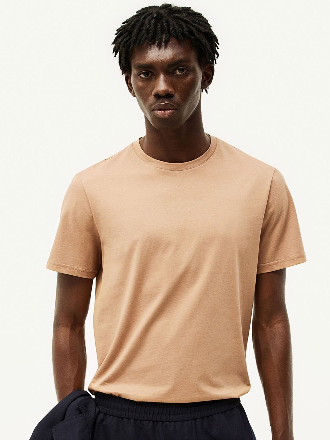

H&M Slim Fit Pima Cotton T-shirt, Brown