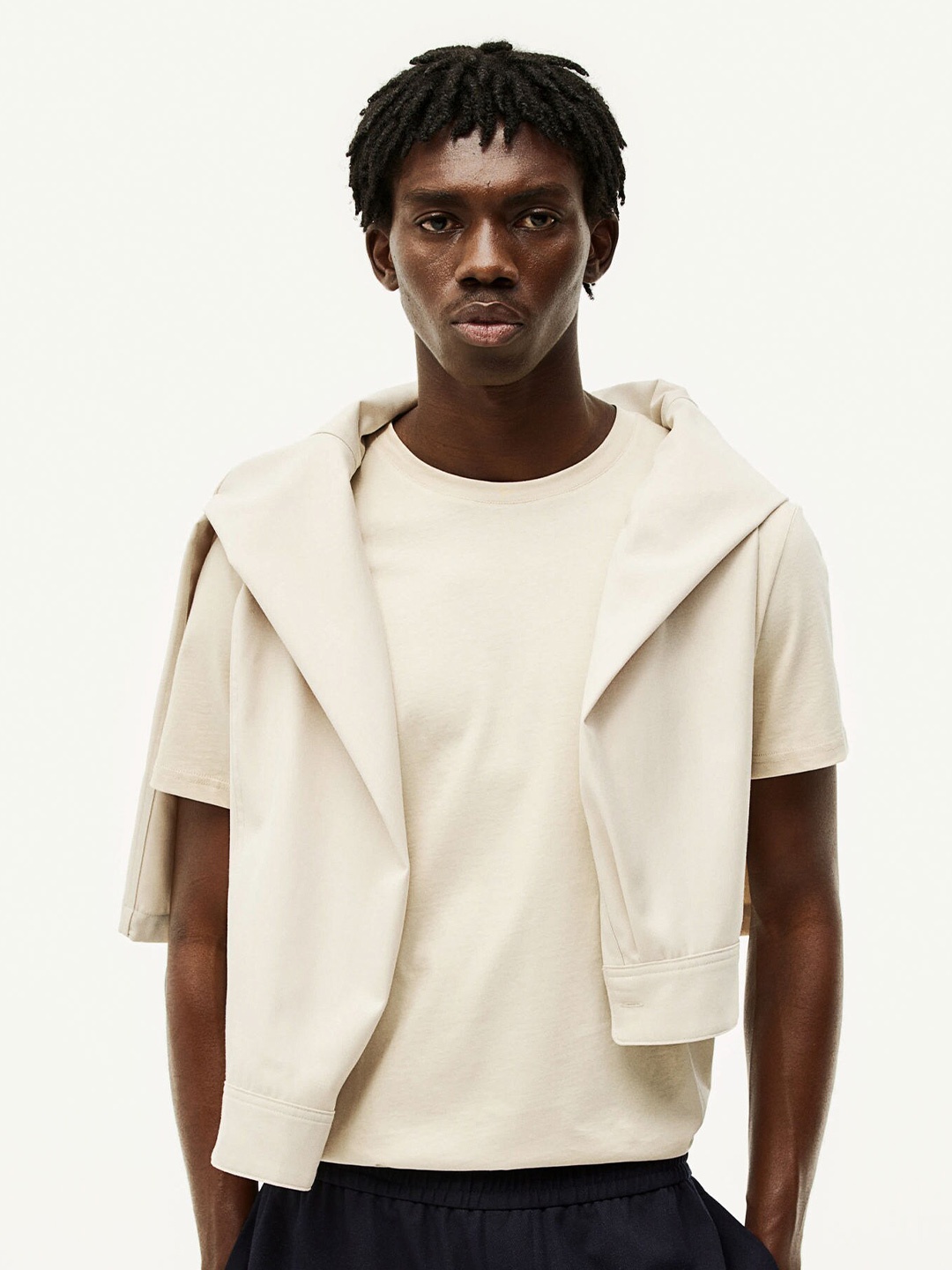 

H&M Slim Fit Pima Cotton T-shirt, Beige