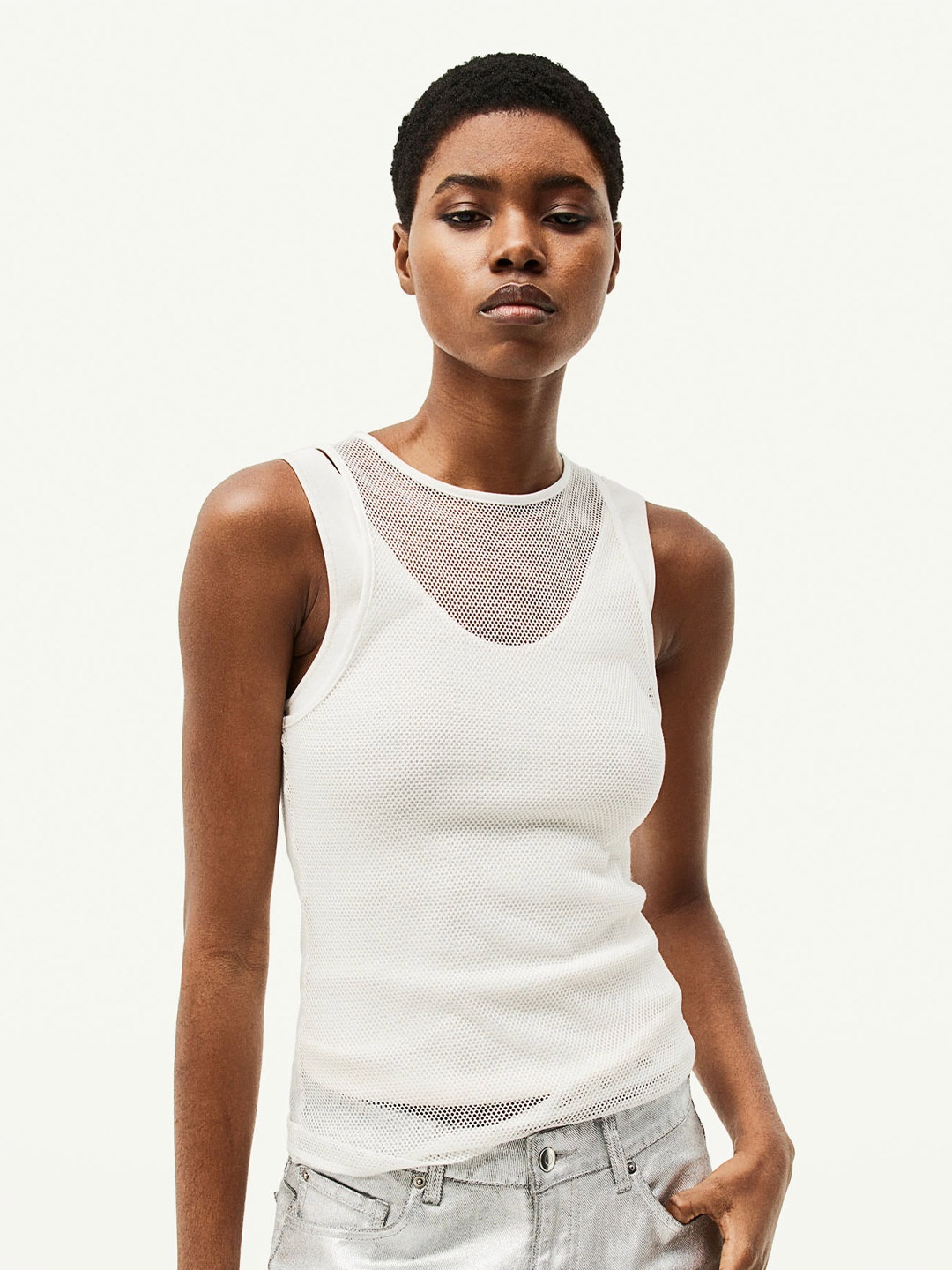 

H&M Mesh Vest Top, White