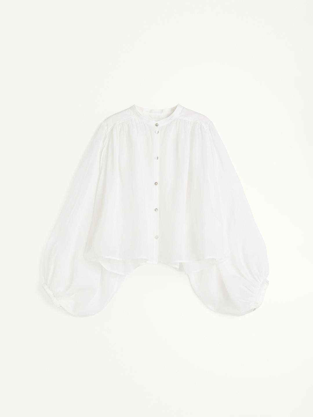 

H&M Women Balloon-Sleeved Ramie Tops, White