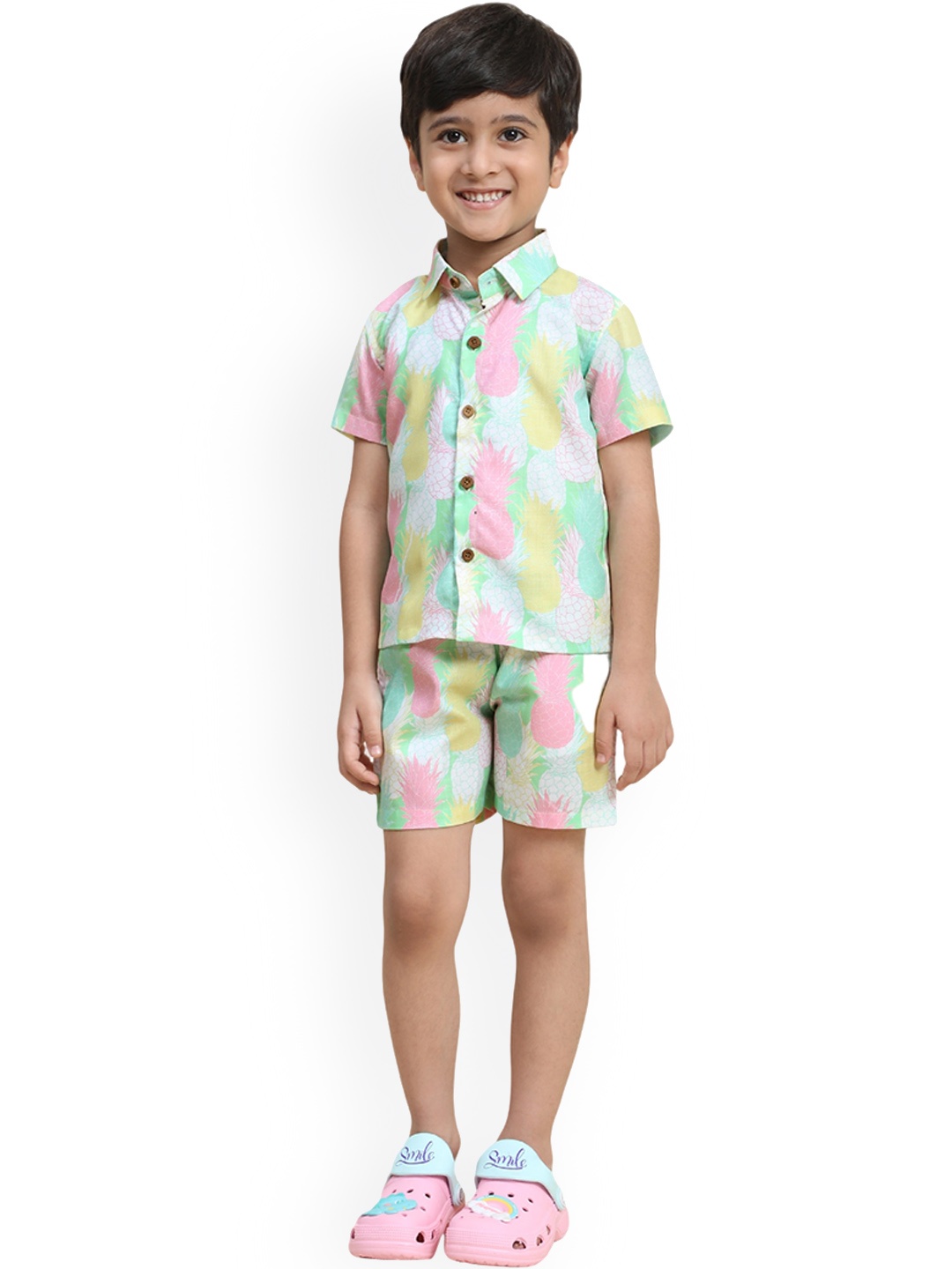 

BAESD Boys Pineapple Printed Shirt & Shorts, Blue
