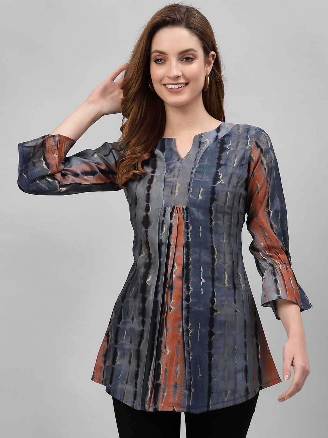 

TANKHI Print Bell Sleeve Top, Blue