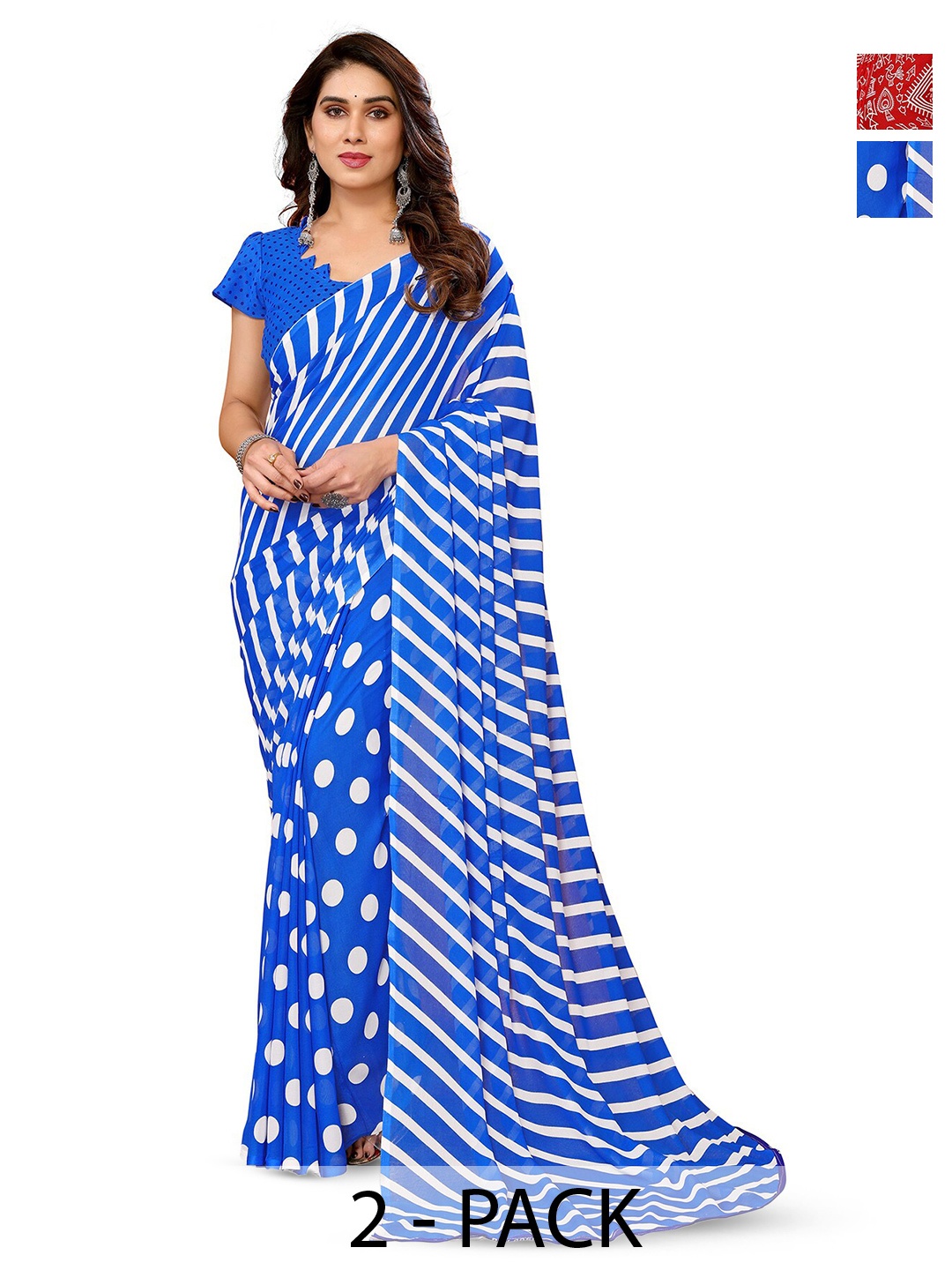 

ANAND SAREES Warli Printed Sarees, Red