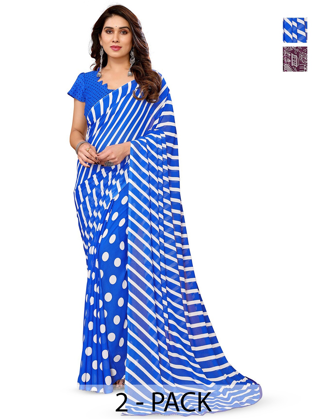 

ANAND SAREES Selection Of 2 Warli Printed Saree, Purple