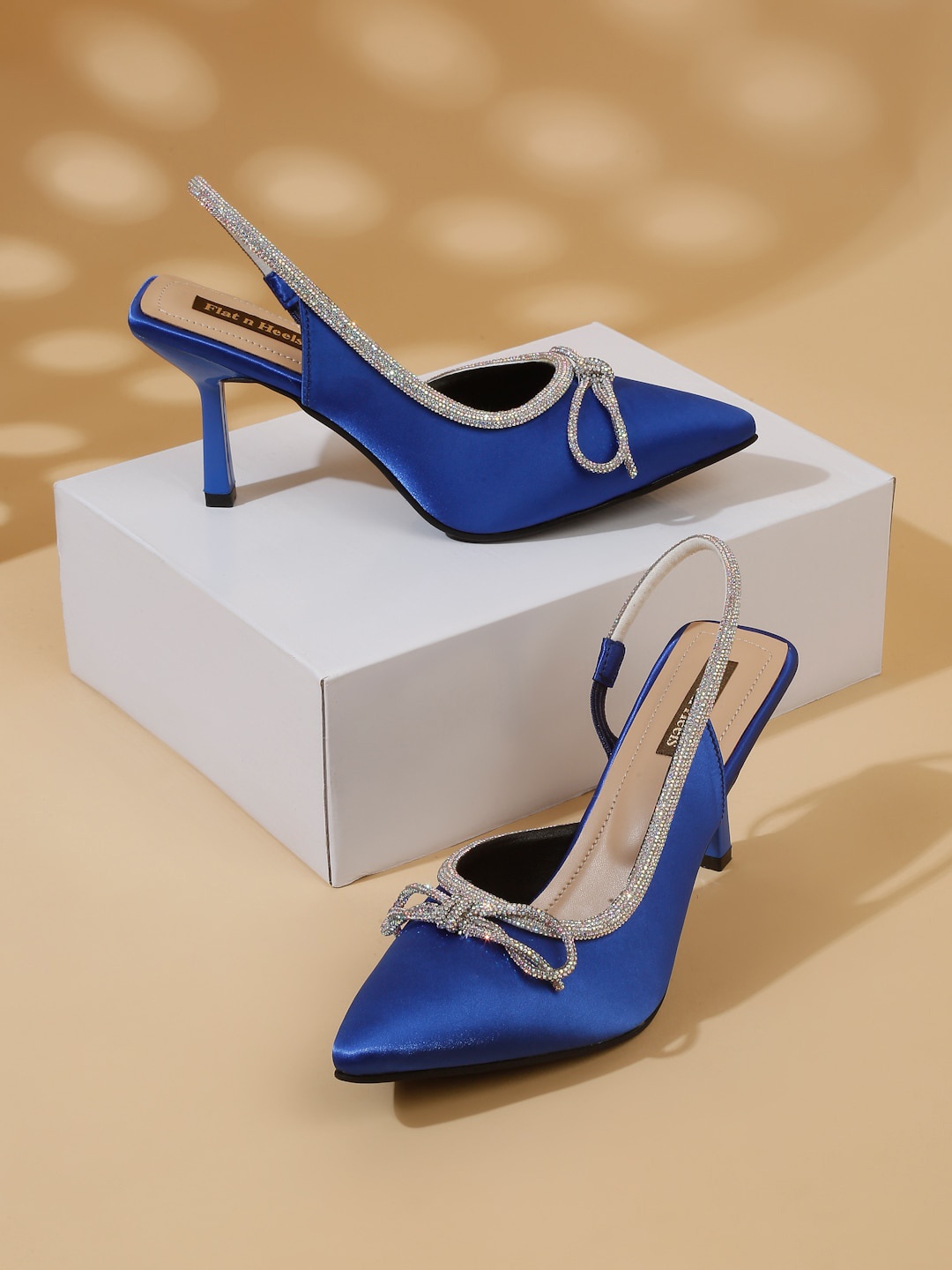

Flat n Heels Embellished Pointed Toe Slim Heeled Pumps, Blue