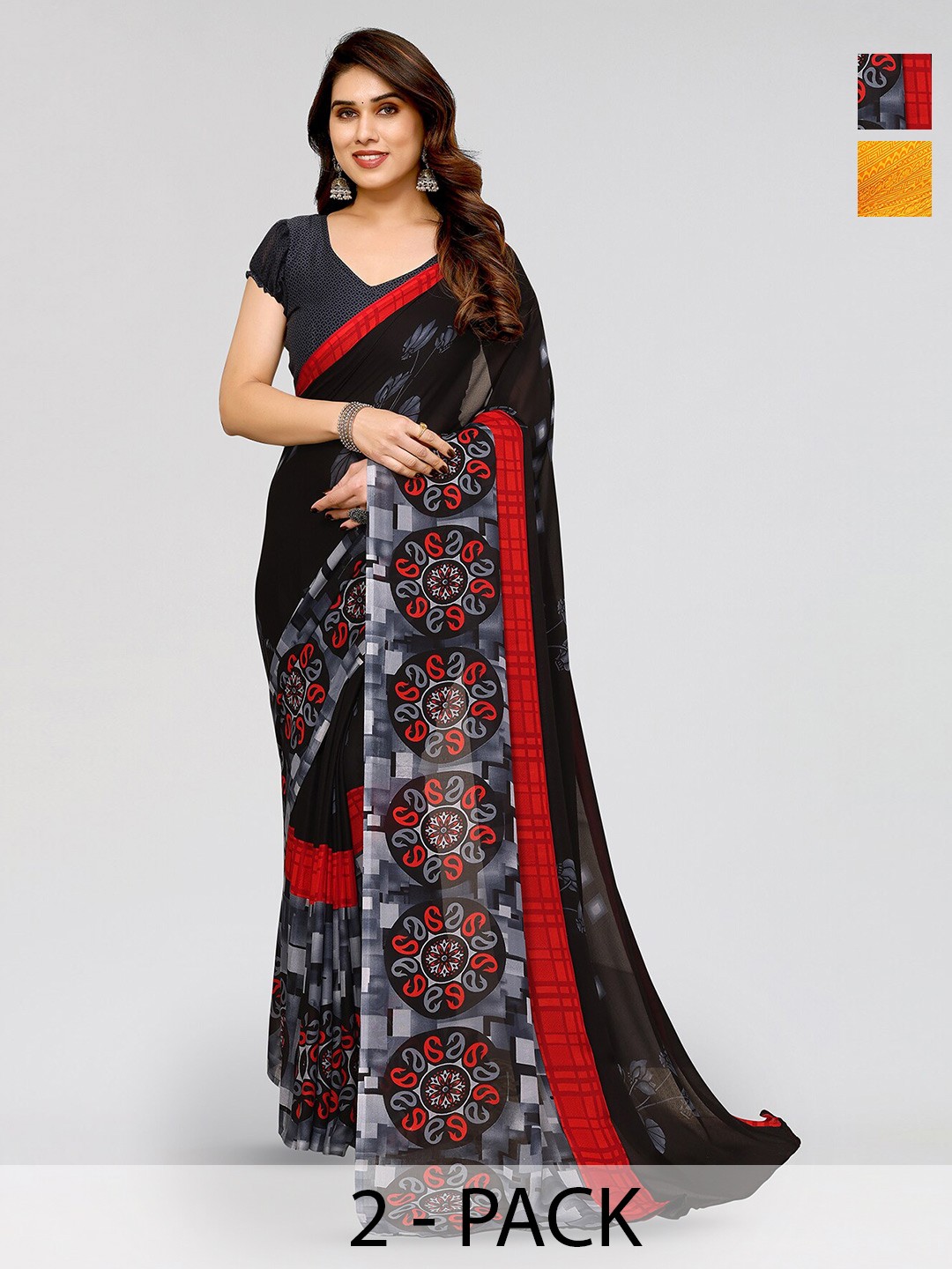 

ANAND SAREES Selection of 2 Striped Saree, Yellow