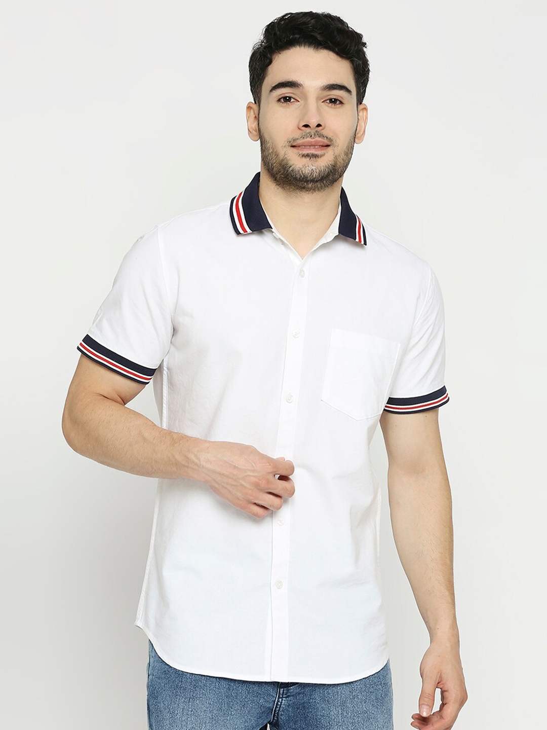 

Solemio Comfort Slim Fit Pure Cotton Casual Shirt, White