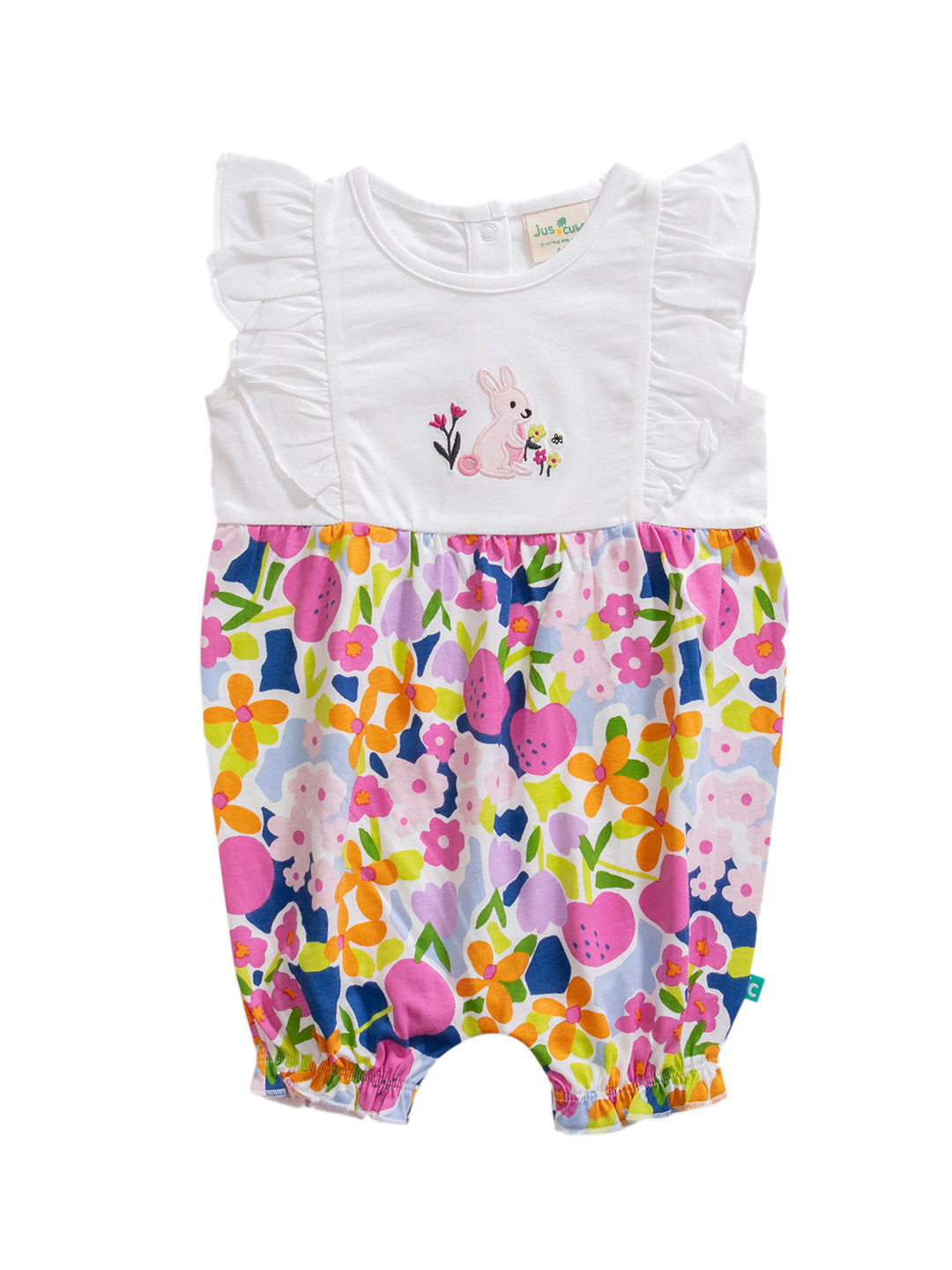 

JusCubs Infant Girls Floral Printed Cotton Romper, White