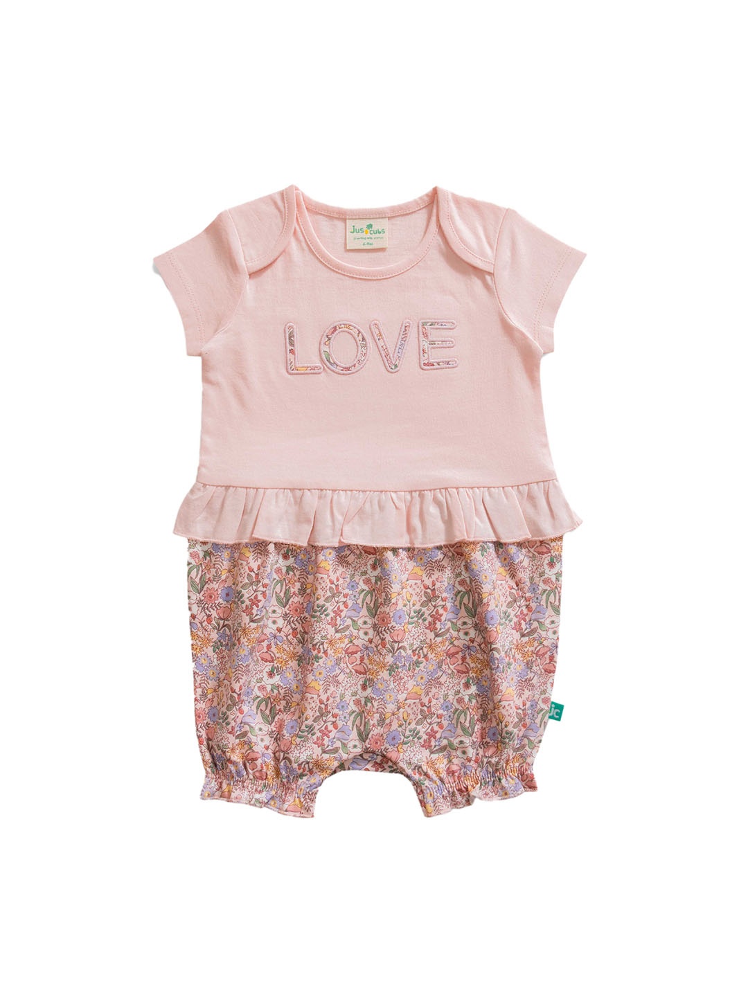 

JusCubs Infant Girls Floral Printed Cotton Romper, Pink