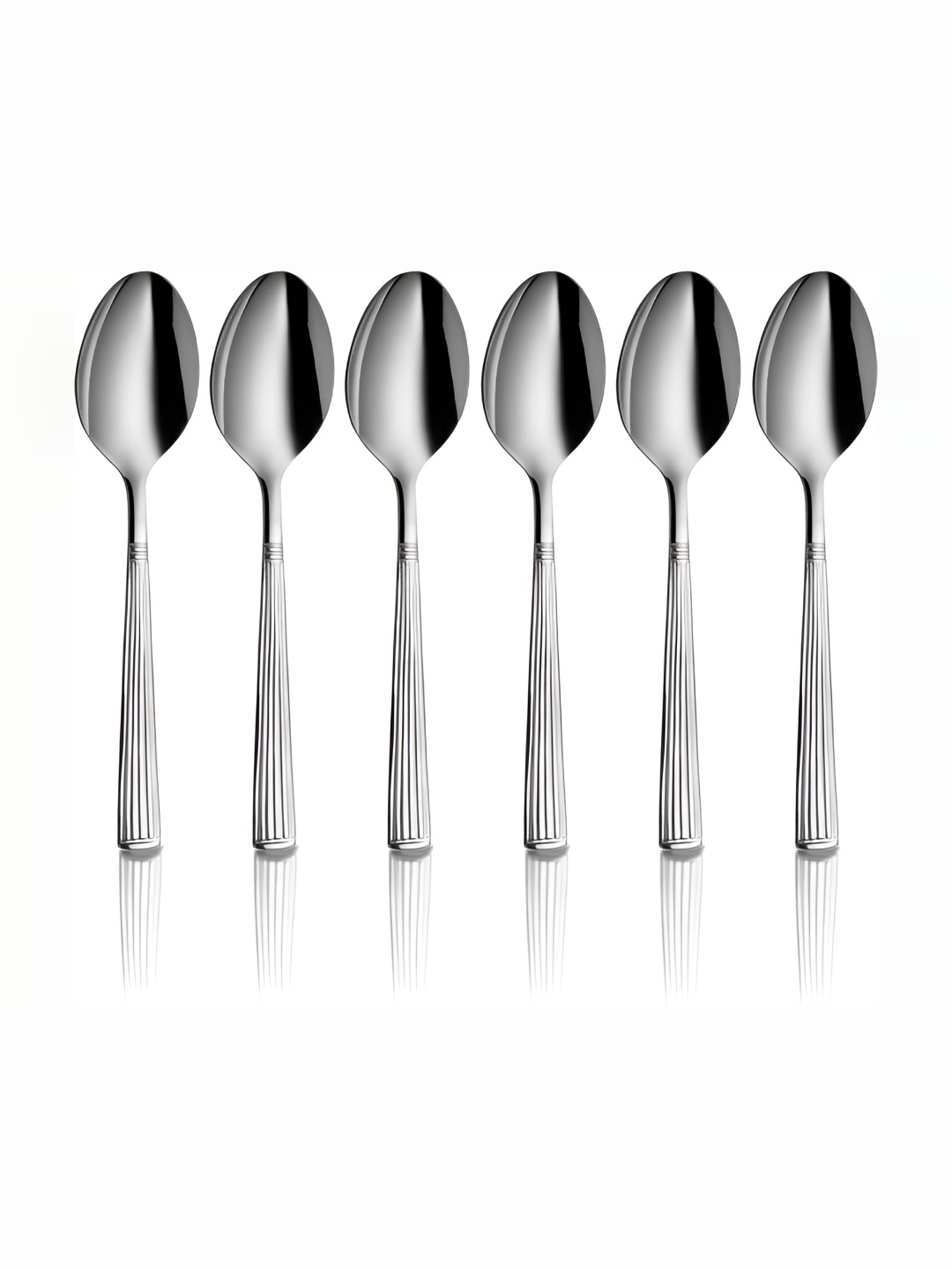 

Shri & Sam Set of 6 Textured Stainless Steel Coffee Dessert Spoons, Silver