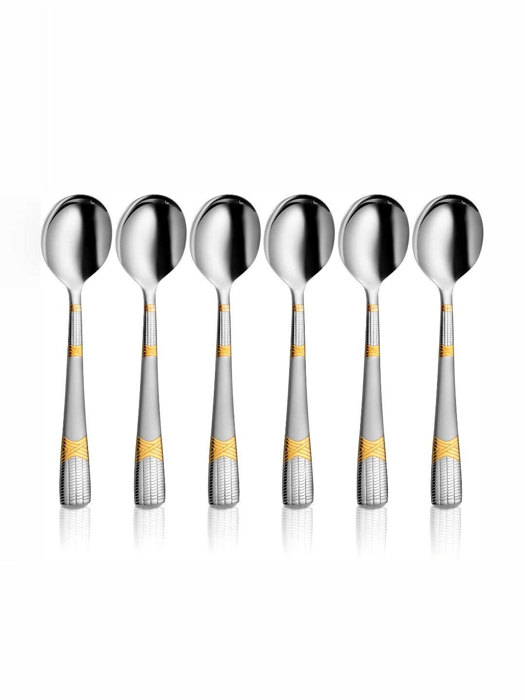 

Shri & Sam Silver toned 6 Pcs Textured Stainless Steel Soup Spoons