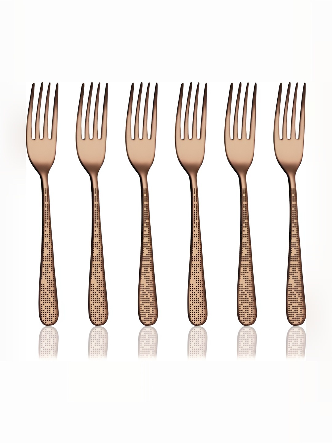 

Shri & Sam Set of 6 Monika Rose Gold PVD Coating with Laser Desert Forks