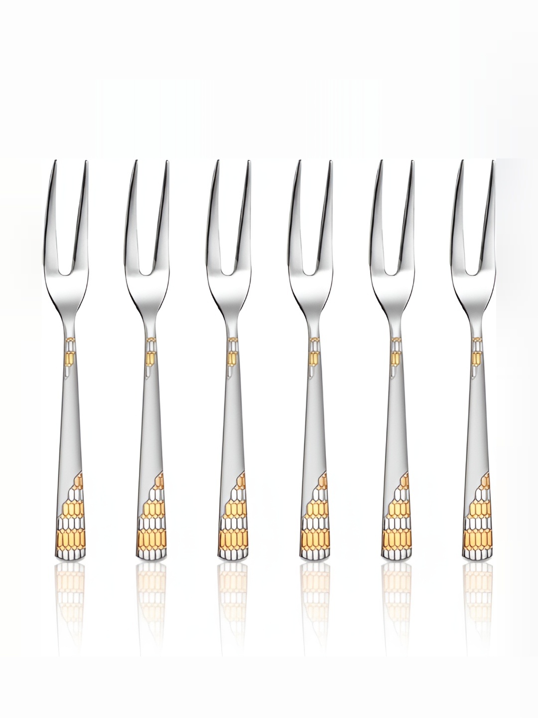 

Shri & Sam 6-Pcs Textured Stainless Steel Fruit Forks, Silver