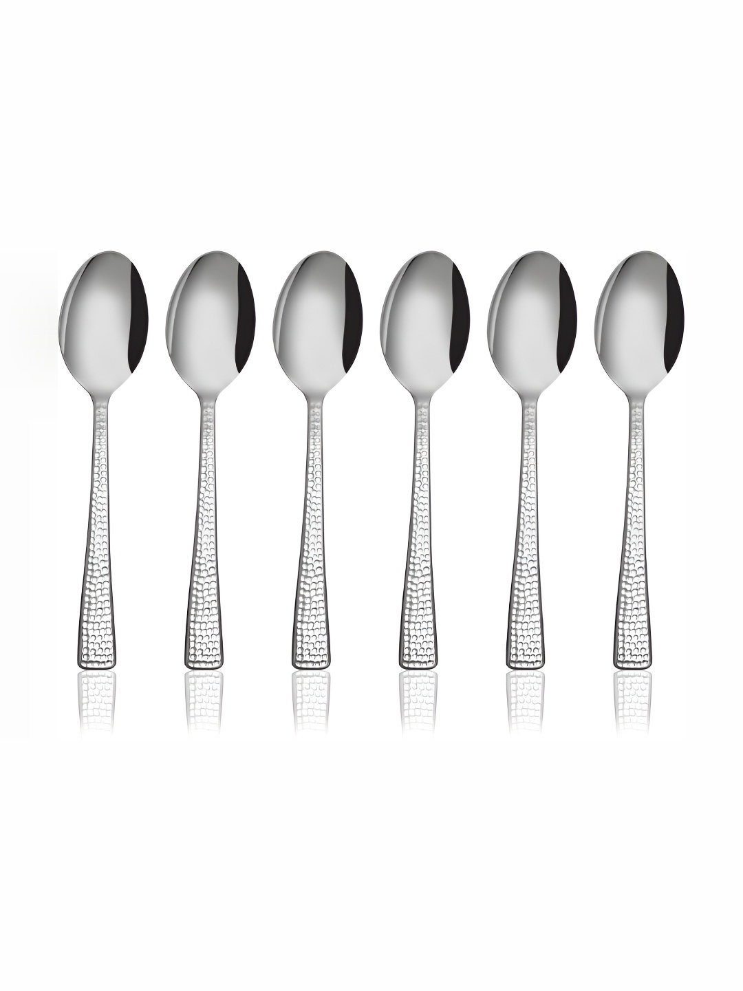 

Shri & Sam Set of 6 Impressa Hammered Stainless Steel Baby Spoons, Grey